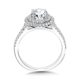 Round Double-Halo Split Shank Engagement Ring